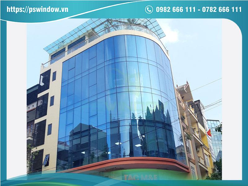 Thi công vách kính mặt dựng Hyundai, kính uốn cong tại Hà Đông