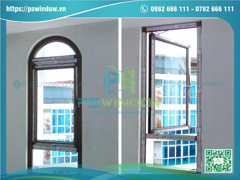 Cửa sổ mở quay 1 cánh vách kính cố định