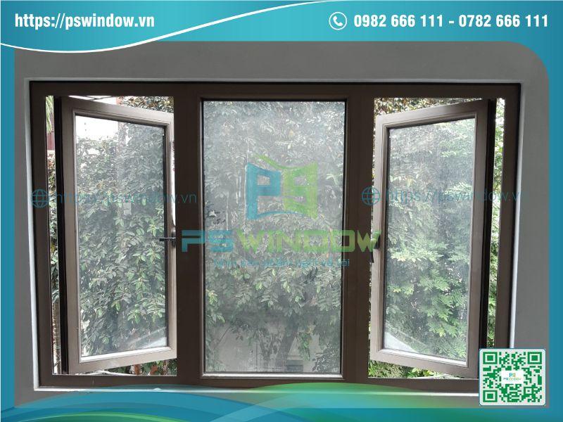 Cửa sổ mở quay 2 cánh kết hợp vách nhôm cầu cách nhiệt JMA