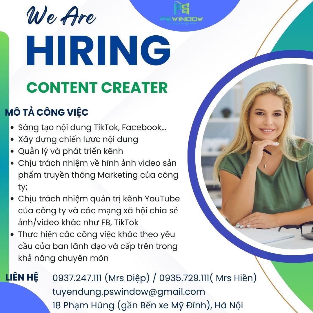 Hình ảnh Tuyển dụng Content Creator kênh Tiktok
