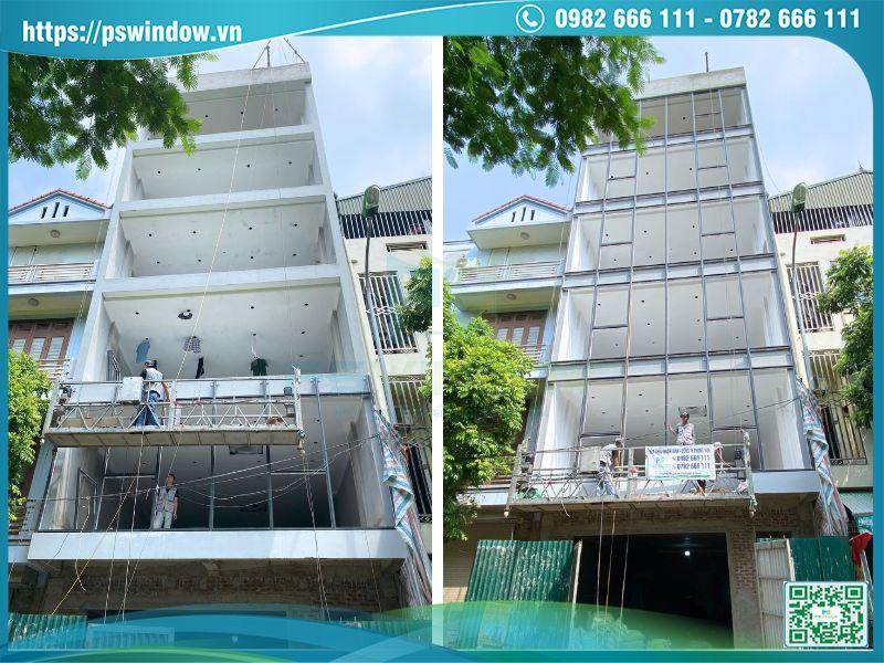 Công trình trong giai đoạn lắp khung mặt dựng