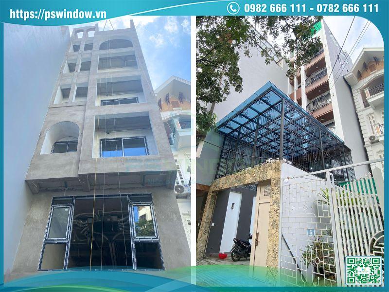 Công trình trước và sau khi lắp cửa hoàn thiện