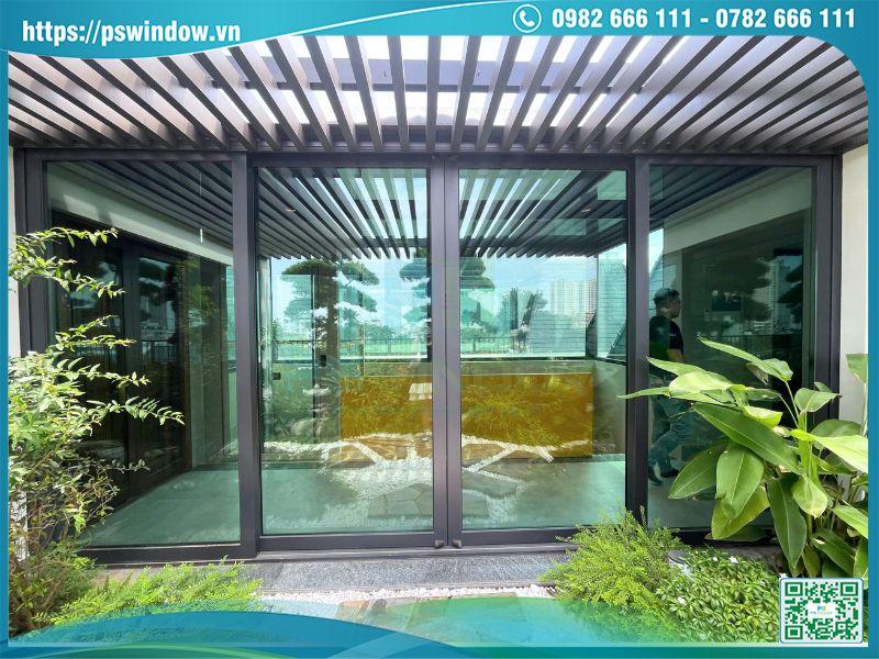 Cửa lùa 4 cánh Rolan kính hộp Low-e cách nhiệt cao cấp