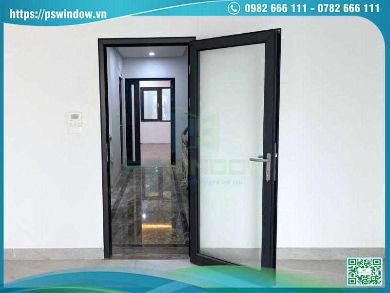 Cửa mở quay 1 cánh nhôm Rolan kính hộp