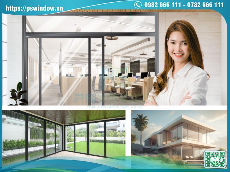 Cửa nhôm Holcom thiết kế mở trượt tối ưu không gian diện tích