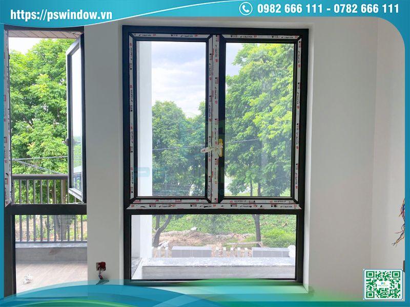Cửa nhôm Maxpro hệ 65 cửa sổ mở quay 2 cánh fix dưới