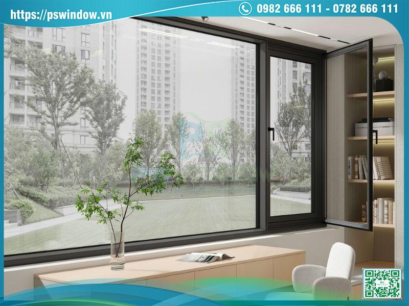Cửa sổ nhôm kính có lưới chống muỗi dạng cửa mở quay