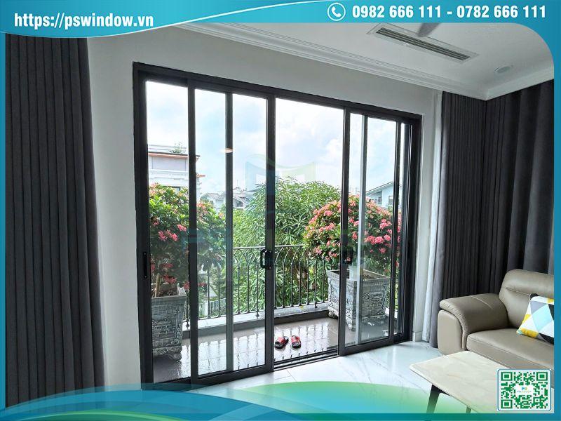 Mẫu cửa lùa 4 cánh Xingfa thanh mảnh, hiện đại