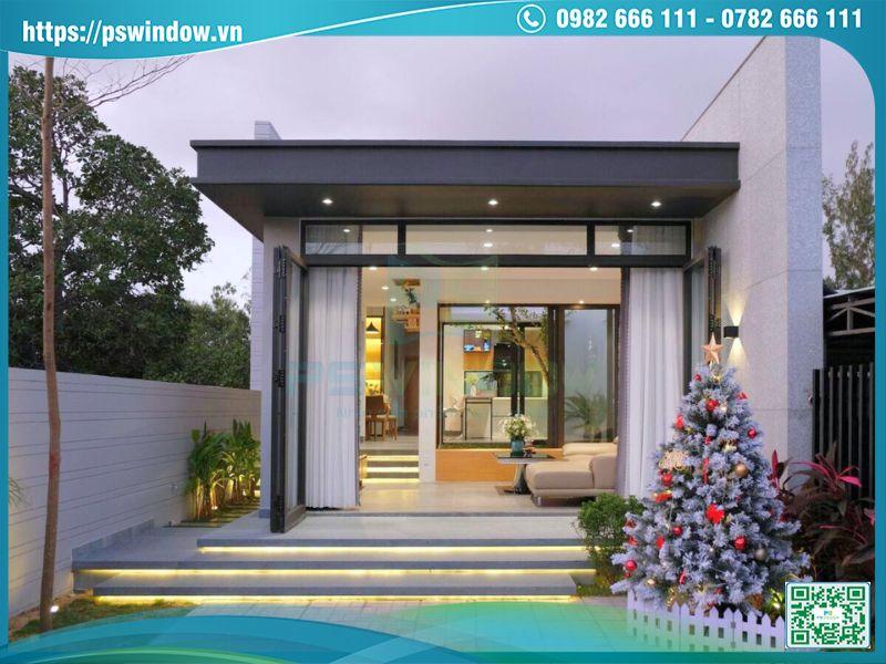 Mẫu cửa nhôm nhà cấp 4 xếp trượt hiện đại, tối ưu không gian