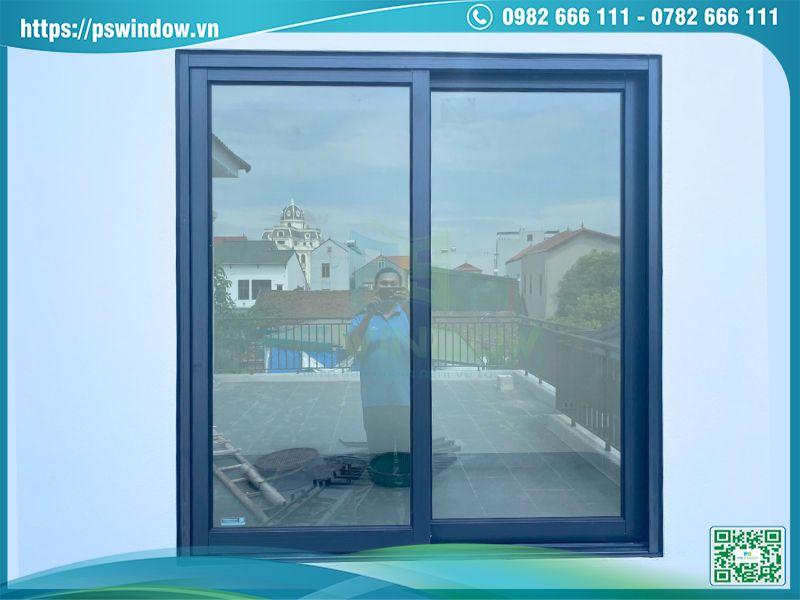 Mẫu cửa sổ lùa 2 cánh nhôm Xingfa xám đá