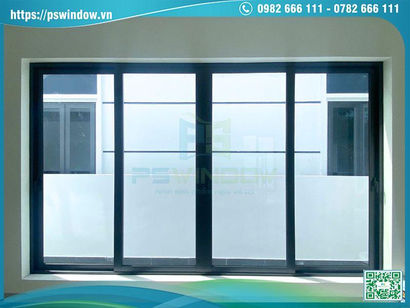 Mẫu cửa sổ lùa 4 cánh nhôm Xingfa kính hộp