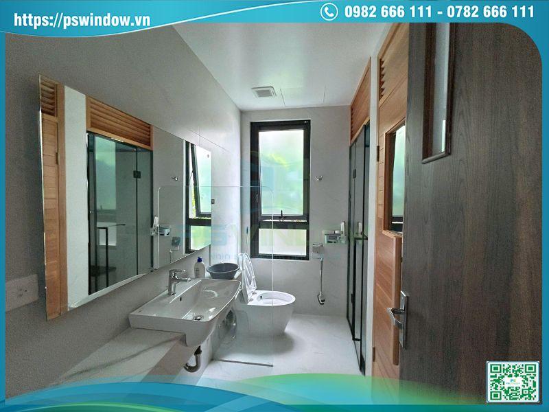 Mẫu cửa sổ mở hất 1 cánh fix dưới cho nhà vệ sinh