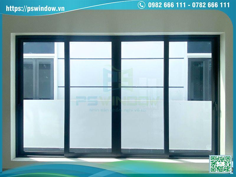 Mẫu cửa sổ nhôm Xingfa xám đá 4 cánh lùa