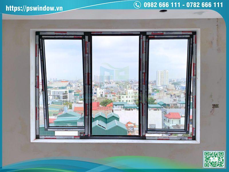 Mẫu cửa sổ Xingfa mở hất 2 cánh vách kính fix giữa