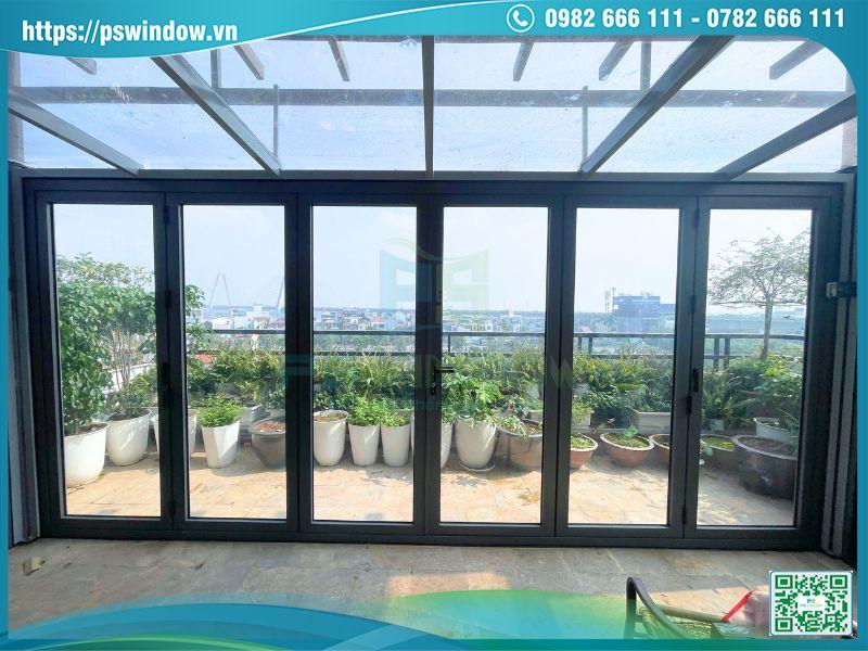 Mẫu cửa Xingfa xếp trượt 6 cánh kính hộp