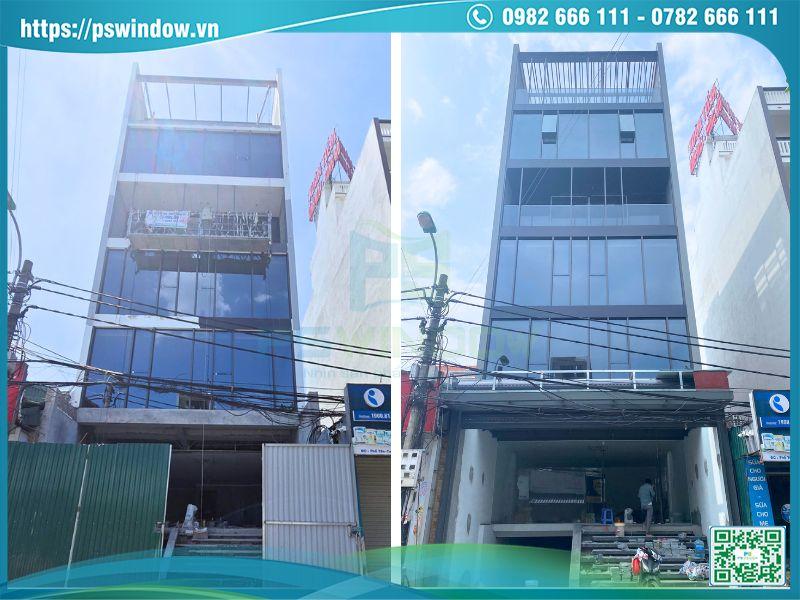 Hình ảnh Thi công vách kính mặt dựng và cửa nhôm cao cấp tại Mê Linh