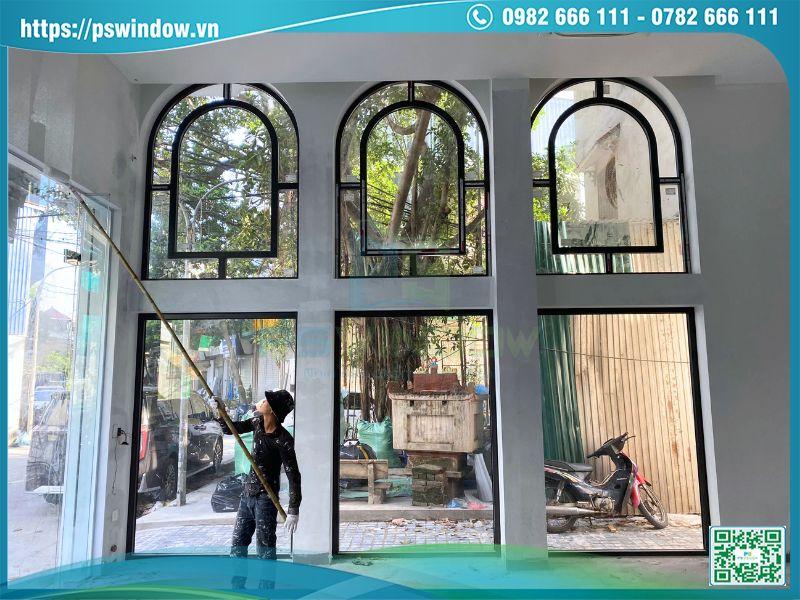 Pswindow thi công vách kính và cửa nhôm Xingfa uốn vòm