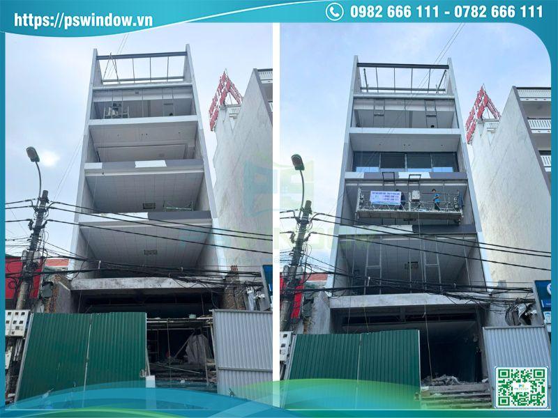 Quá trình lắp đặt khung nhôm mặt dựng cho công trình