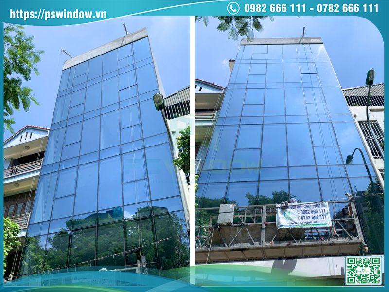 Thi công mặt dựng Xingfa kính hộp Low-e tại Hà Đông