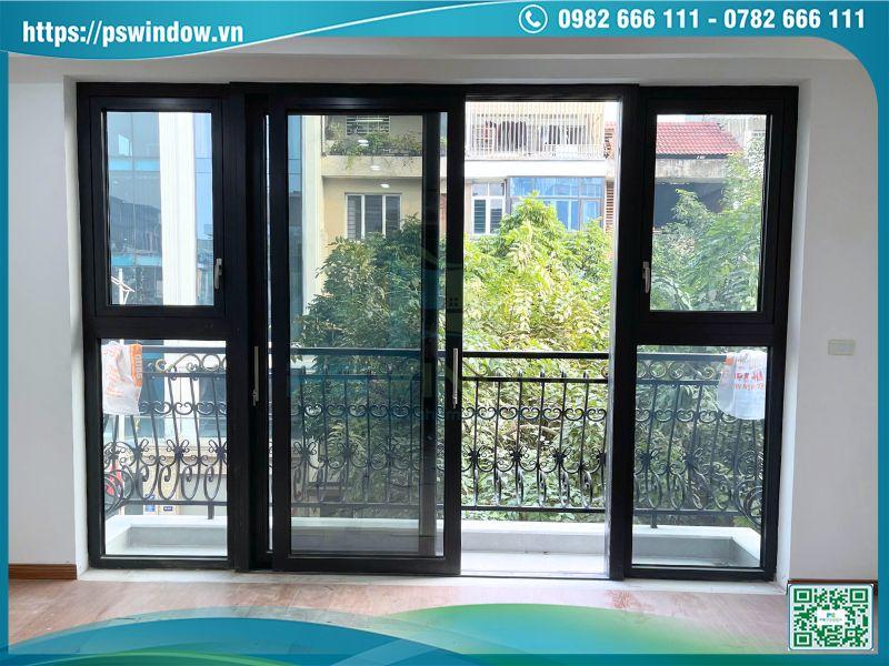 Bộ cửa nhôm Rolan lùa 2 cánh kết hợp cửa sổ mở quay 2 bên
