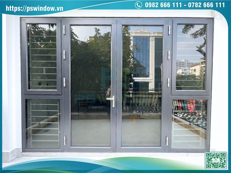 Bộ cửa nhôm Rolan mở quay 2 cánh kết hợp cửa sổ mở quay