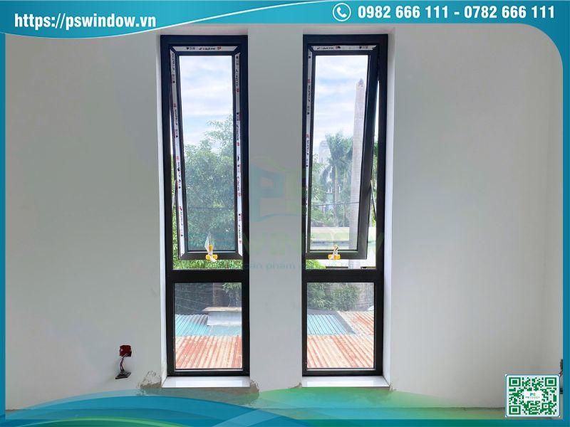 Bộ cửa sổ mở hất vách kính fix dưới khung nhôm Maxpro