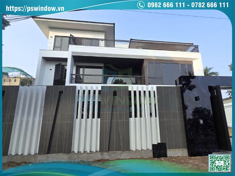 Công trình biệt thự lắp cửa nhôm Maxpro màu nâu thu Pswindow