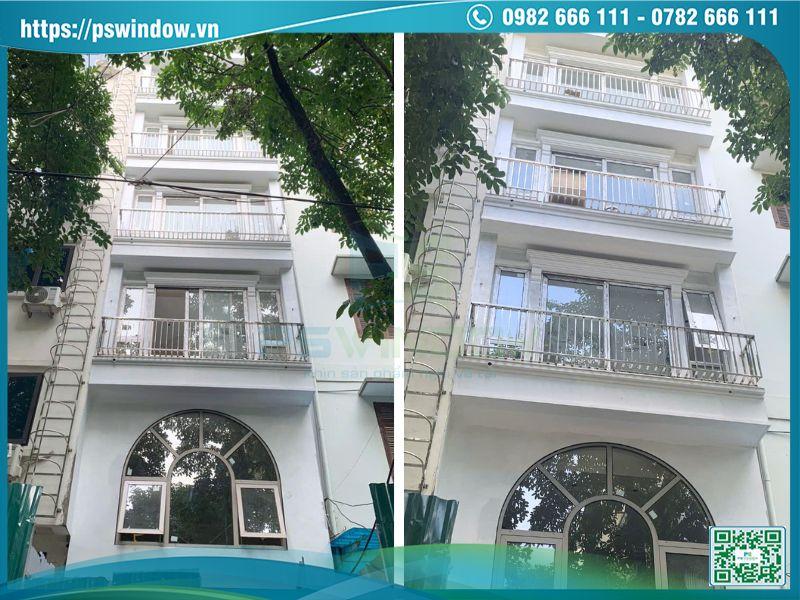 Công trình cửa nhôm Maxpro màu champagne Pswindow