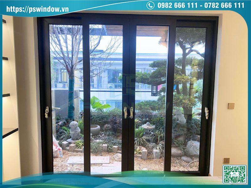 Cửa cách âm phòng ngủ nhôm Maxpro kính hộp cao cấp Pswindow