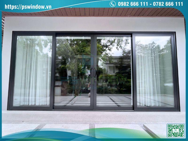 Cửa nhôm Soco 4 cánh lùa phụ kiện cao cấp đồng bộ