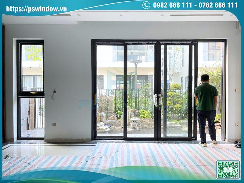 Cửa nhôm kính phòng khách nhôm Rolan bền đẹp, hiện đại