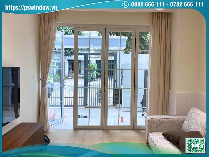 Cửa nhôm kính xếp trượt tối ưu không gian diện tích cho phòng khách