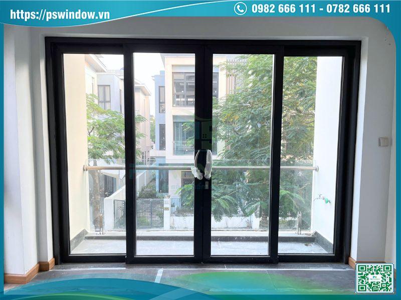 Cửa nhôm sơn tĩnh điện màu ghi xám ánh kim thương hiệu Rolan