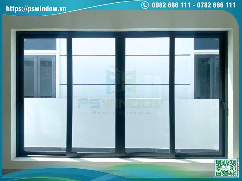 Cửa nhôm Xingfa màu xám đá 4 cánh lùa hiện đại