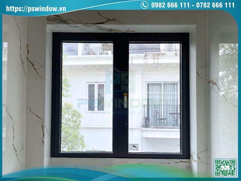 Cửa sổ mở quay 2 cánh Xingfa xám đá phụ kiện Cmech cao cấp