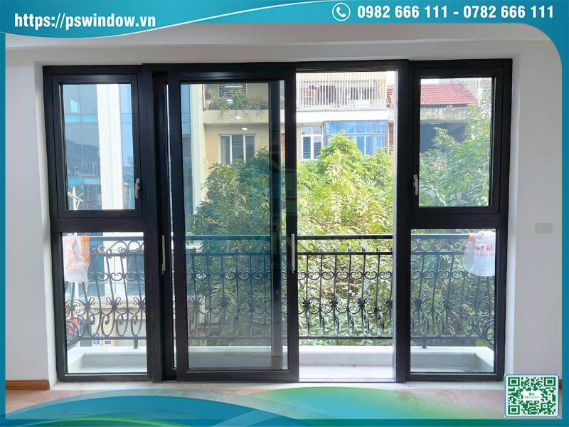 Hệ cửa đi lùa kết hợp cửa sổ mở quay nhôm Rolan