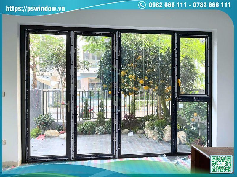 Mẫu cửa chính nhôm Rolan cao cấp, kính hộp cách âm cách nhiệt