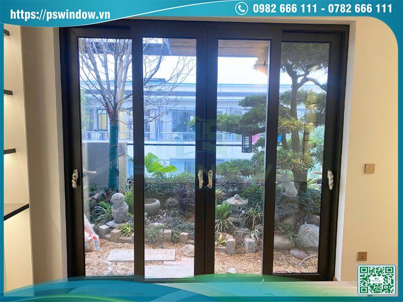 Mẫu cửa lùa 4 cánh nhôm Maxpro phụ kiện Roto cao cấp