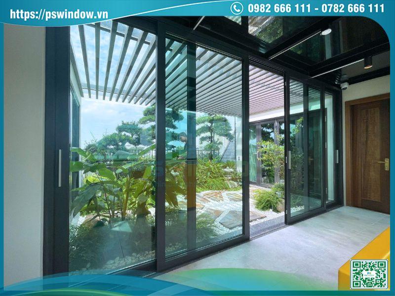 Mẫu cửa nhôm Rolan 4 cánh lùa kính hộp Low-e cách nhiệt tối ưu