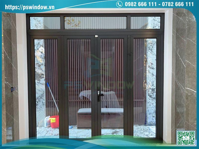 Mẫu cửa nhôm Rolan 4 cánh mở quay fix trên