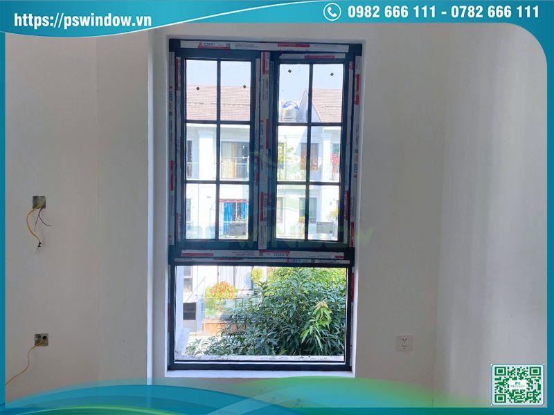 Mẫu cửa sổ 2 cánh Xingfa chia ô có vách fix dưới