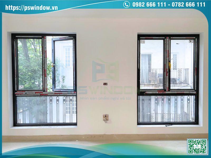 Mẫu cửa sổ mở quay 2 cánh fix dưới Xingfa