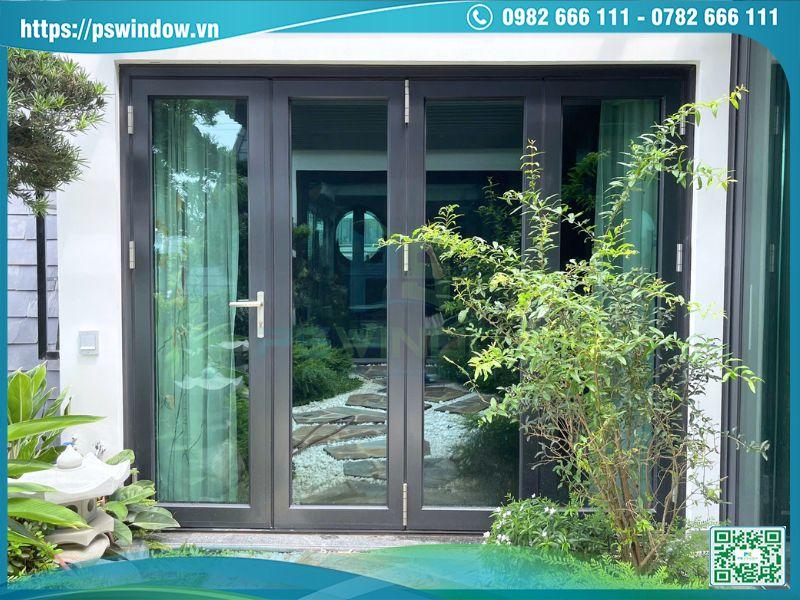 Mẫu cửa xếp trượt 4 cánh nhôm Soco cách âm cách nhiệt