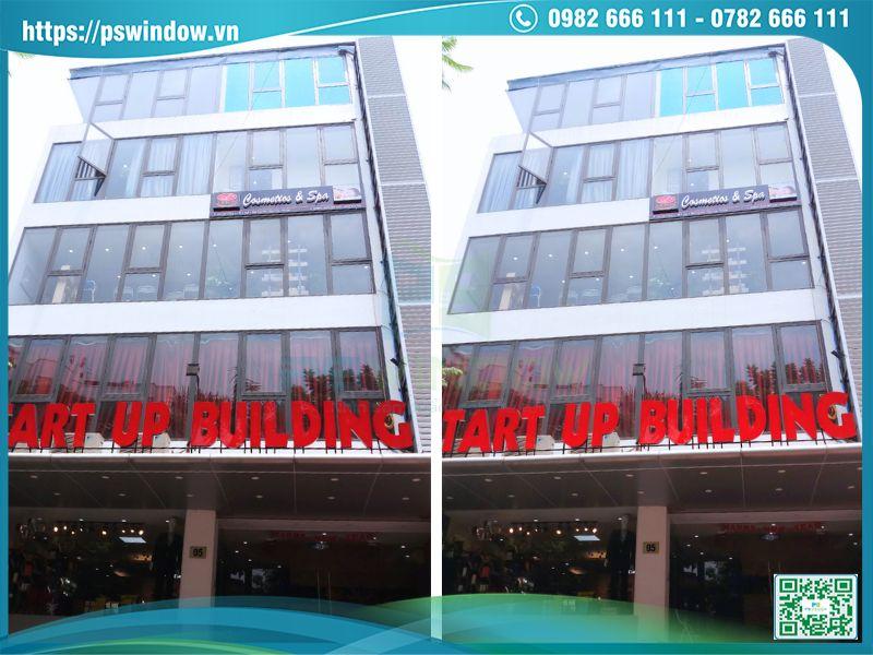 Mẫu mặt dựng lộ đố khung nhôm Xingfa cho tòa nhà văn phòng