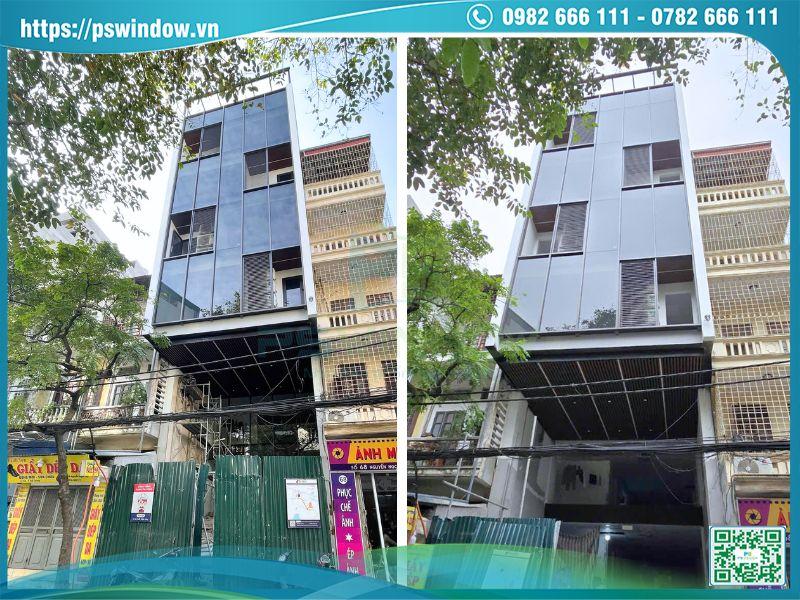 Mẫu mặt dựng lộ đố kính màu ghi đậm