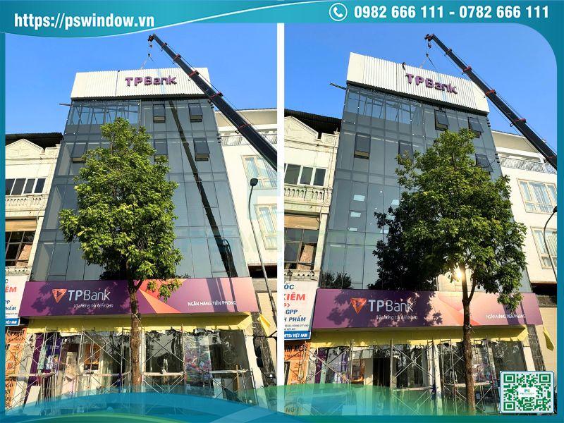 Mẫu mặt dựng Xingfa kính dán an toàn màu grey