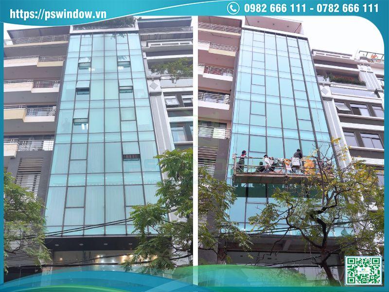 Mẫu vách kính mặt dựng lộ đố kính màu xanh ngọc