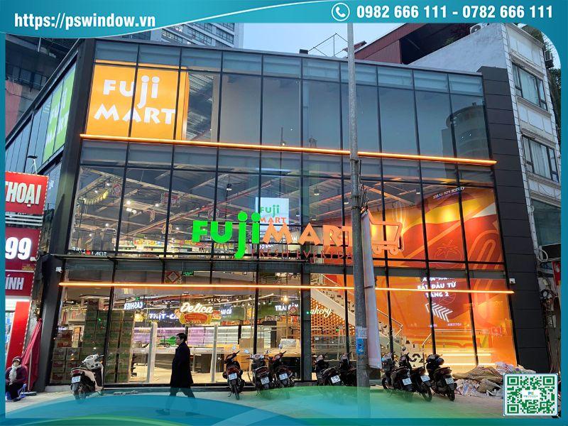 Pswindow lắp đặt mặt dựng nhôm kính cho siêu thị tại Minh Khai
