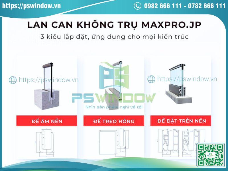 3 kiểu lắp đặt lan can kính không trụ Maxpro 3 kiểu lắp đặt lan can kính không trụ Maxpro