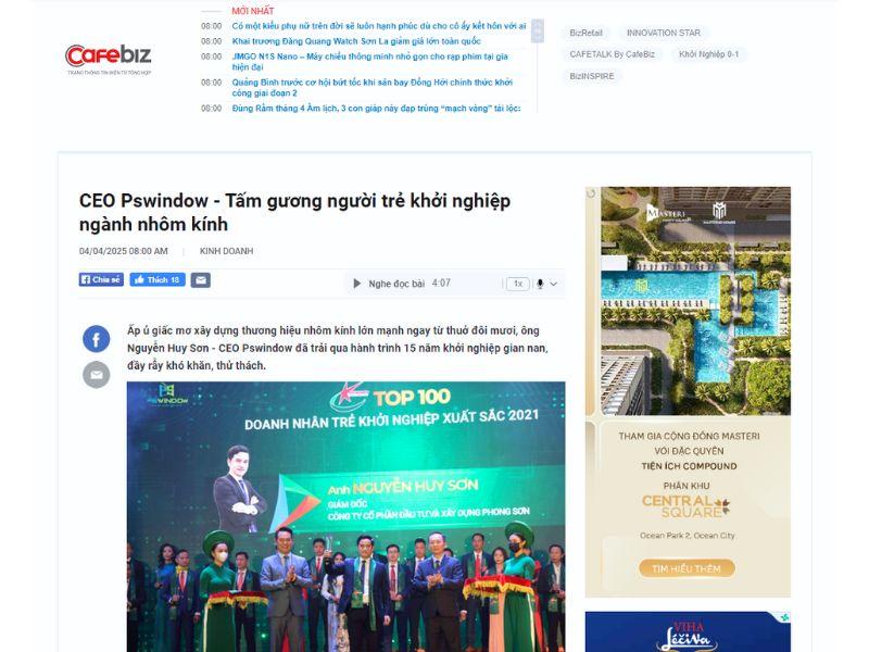 Bài viết đăng tải trên báo Cafebiz về CEO Pswindow Bài viết đăng tải trên báo Cafebiz về CEO Pswindow